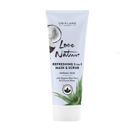 Oriflame Odświeżająca maseczka i scrub 2 w 1 Love Nature z organicznym aloe